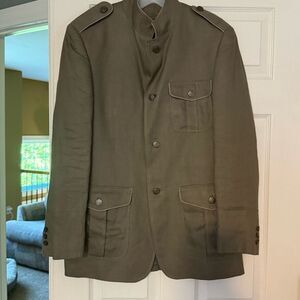 Men's Olive Green Military Safari Utility Jacket